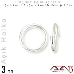 Gümüş Kaplamalı 0,7 mm Telden 3 mm Açık Halka / Paket İçeriği 550 Adet