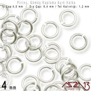 Gümüş Kaplamalı 1,2 mm Telden 4 mm Açık Halka / Paket İçeriği 95 Adet
