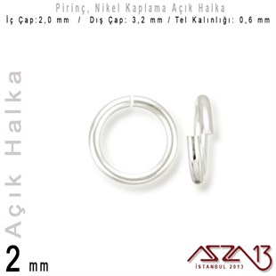 Gümüş Kaplamalı 0,6 mm Telden 2 mm Açık Halka / Paket İçeriği 550 Adet