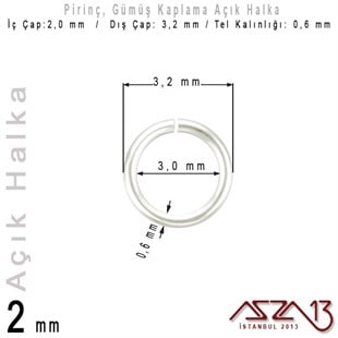 Gümüş Kaplamalı 0,6 mm Telden 2 mm Açık Halka / Paket İçeriği 550 Adet