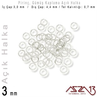 Gümüş Kaplamalı 0,7 mm Telden 3 mm Açık Halka / Paket İçeriği 550 Adet