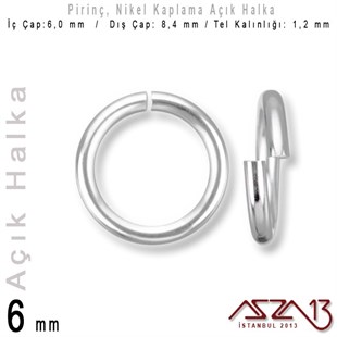 Nikel Kaplamalı 1,2 mm Telden 6 mm Açık Halka / Paket İçeriği 70 Adet