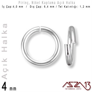 Nikel Kaplamalı 1,2 mm Telden 4 mm Açık Halka / Paket İçeriği 95 Adet