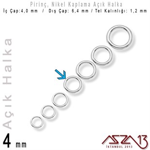 Nikel Kaplamalı 1,2 mm Telden 4 mm Açık Halka / Paket İçeriği 95 Adet