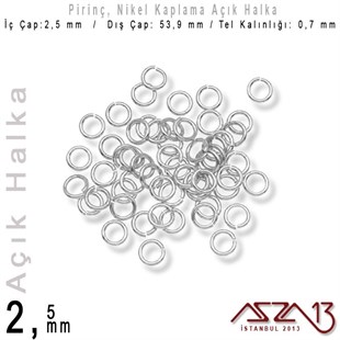 Nikel Kaplamalı 0,7 mm Telden 2,5 mm Açık Halka / Paket İçeriği 550 Adet
