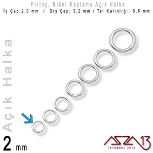 Nikel Kaplamalı 0,6 mm Telden 2 mm Açık Halka / Paket İçeriği 550 Adet