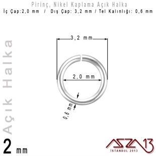 Nikel Kaplamalı 0,6 mm Telden 2 mm Açık Halka / Paket İçeriği 550 Adet