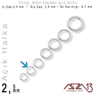 Nikel Kaplamalı 0,7 mm Telden 2,5 mm Açık Halka / Paket İçeriği 550 Adet