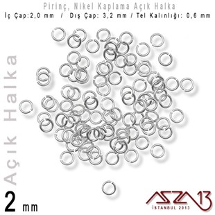 Nikel Kaplamalı 0,6 mm Telden 2 mm Açık Halka / Paket İçeriği 550 Adet