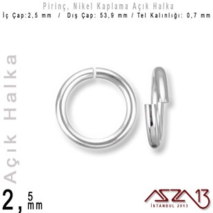 Nikel Kaplamalı 0,7 mm Telden 2,5 mm Açık Halka / Paket İçeriği 550 Adet