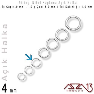 Nikel Kaplamalı 1,0 mm Telden 4 mm Açık Halka / Paket İçeriği 160 Adet