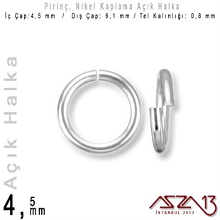 Nikel Kaplamalı 0,8 mm Telden 4,5 mm Açık Halka / Paket İçeriği 100 Adet