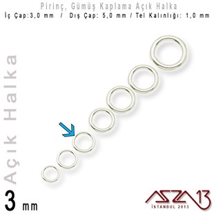 Gümüş Kaplamalı 1,0 mm Telden 3 mm Açık Halka / Paket İçeriği 160 Adet