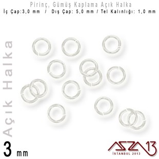 Gümüş Kaplamalı 1,0 mm Telden 3 mm Açık Halka / Paket İçeriği 160 Adet