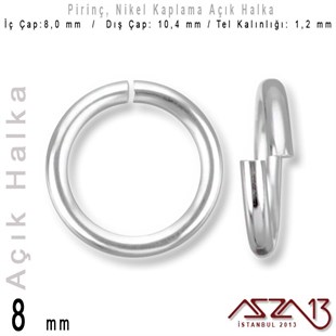 Nikel Kaplamalı 1,2 mm Telden 8 mm Açık Halka / Paket İçeriği 40 Adet