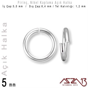 Nikel Kaplamalı 1,2 mm Telden 5 mm Açık Halka / Paket İçeriği 60 Adet