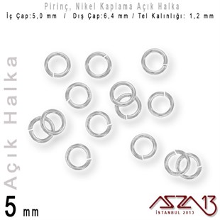 Nikel Kaplamalı 1,2 mm Telden 5 mm Açık Halka / Paket İçeriği 60 Adet