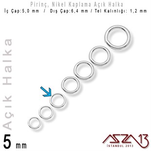 Nikel Kaplamalı 1,2 mm Telden 5 mm Açık Halka / Paket İçeriği 60 Adet