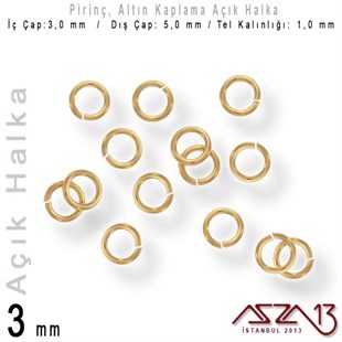 Altın Kaplamalı 1,0 mm Telden 3 mm Açık Halka / Paket İçeriği 160 Adet