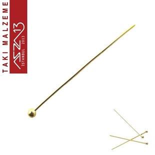 Altın Kaplamalı 35 mm Topbaş İğne / Paket İçeriği 50 Adet