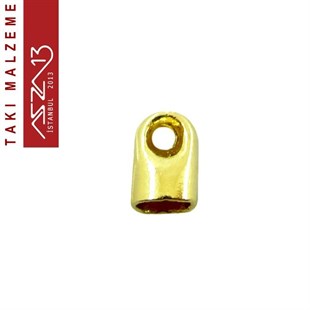 Altın Kaplamalı 6,5x4 mm Pirinç Döküm Kordon-Zincir Sonu Kapsül / Paket İçeriği 10 Adet