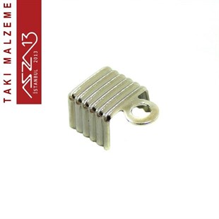 Nikel Kaplamalı 6 mm Kulplu Köşeli Desenli Sıkma Uç Kapama / Paket İçeriği 20 Adet