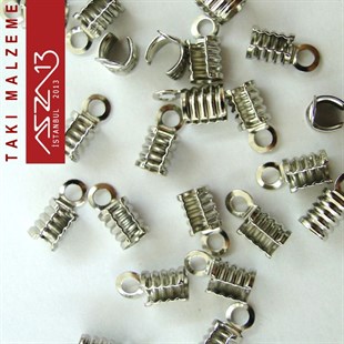 Nikel Kaplamalı 4 mm Yuvarlak Kulplu  Desenli Sıkma Uç Kapama / Paket İçeriği 20 Adet