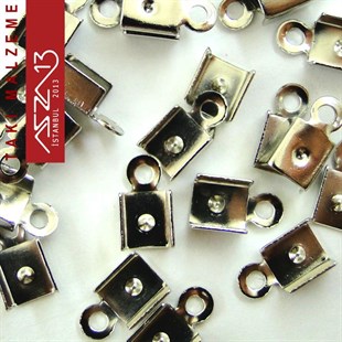 Nikel Kaplamalı 5 mm Kulplu Köşeli Sıkma Uç Kapama / Paket İçeriği 20 Adet