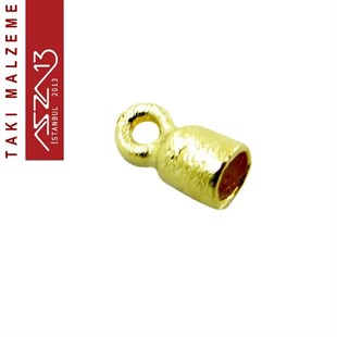 Altın Kaplamalı 6x3 mm Pirinç Döküm Kordon-Zincir Sonu Kapsül / Paket İçeriği 10 Adet