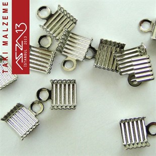 Nikel Kaplamalı 6 mm Kulplu Köşeli Desenli Sıkma Uç Kapama / Paket İçeriği 20 Adet