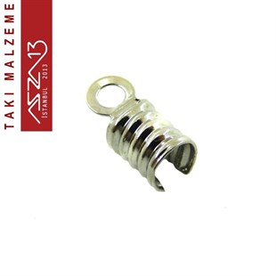 Nikel Kaplamalı 4 mm Yuvarlak Kulplu  Desenli Sıkma Uç Kapama / Paket İçeriği 20 Adet