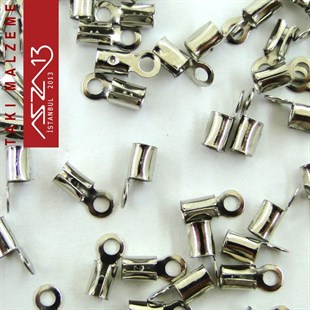 Nikel Kaplamalı 3 mm Yuvarlak Kulplu Sıkma Uç Kapama / Paket İçeriği 20 Adet