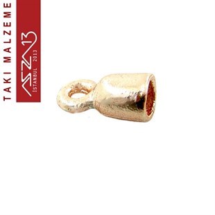 Rose Altın Kaplamalı 6x3 mm Pirinç Döküm Kordon-Zincir Sonu Kapsül / Paket İçeriği 10 Adet