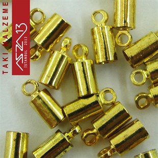 Altın Kaplamalı 4 mm Kulplu Uç Kapama Kapsülü / Paket İçeriği 10 Adet