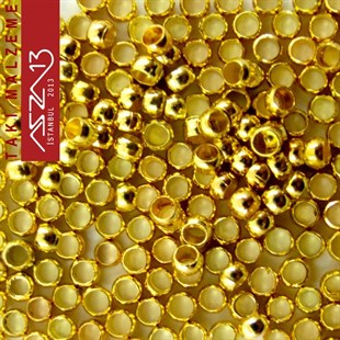 Altın Kaplamalı 2,5 mm Kapalı Boncuk Bit / Paket İçeriği 10 Gr