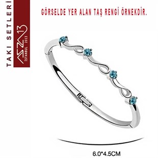 Swarovski Rose Taşlı Kolye, Bileklik, Küpe Seti