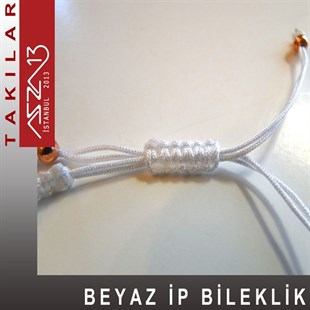 Beyaz Örgü İpli Ay Yıldız Bileklik