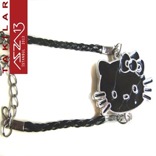 Hello Kitty Figürlü Siyah Mineli Bileklik
