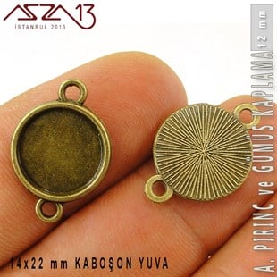 Antik Pirinç ve Gümüş Kaplamalı 12 mm Kaboşon Yuva / Paket İçeriği 5 Adet