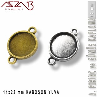 Antik Pirinç ve Gümüş Kaplamalı 12 mm Kaboşon Yuva / Paket İçeriği 5 Adet