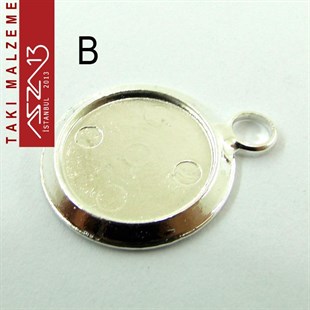 Altın - Gümüş Kaplamalı 27x22 mm Yuvarlak Kaboşon Yuva, Taş Ölçüsü 16 mm / Paket İçeriği 1 Adet