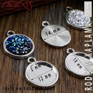 Rodyum Kaplamalı 12 mm Kaboşon Yuva / Paket İçeriği 3 Adet
