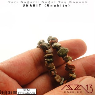 Değişken Ebatlarda - Kırık - Doğal Yüzey - Unakit (Unakite) Boncuk / 40 cm Dizi Şeklinde