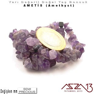 Değişken Ebatlarda - Kırık - Doğal Yüzey - Ametis (Amethyst) Boncuk / 40 cm Dizi Şeklinde