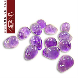 5x7 mm - Damla - Düz Yüzey - Ametis (Amethyst) / 13 Adet