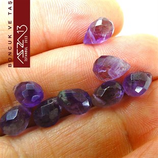 6x9 mm - Damla - Geodezik Yüzey - Ametis (Amethyst) / 10 Adet
