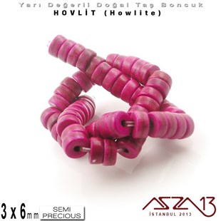 6 mm - Disk - Düz Yüzey - Açık Mor Hovlit (Howlite) Boncuk / 60 Adet