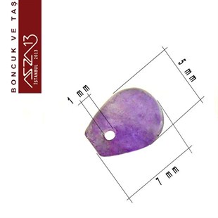 5x7 mm - Damla - Düz Yüzey - Ametis (Amethyst) / 13 Adet