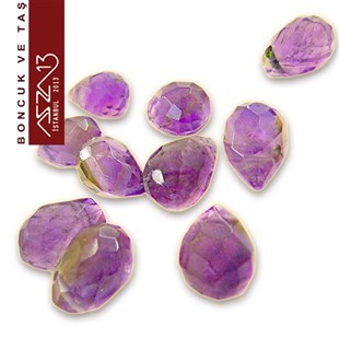 6x9 mm - Damla - Geodezik Yüzey - Ametis (Amethyst) / 10 Adet