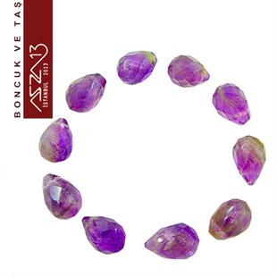 6x9 mm - Damla - Geodezik Yüzey - Ametis (Amethyst) / 10 Adet
